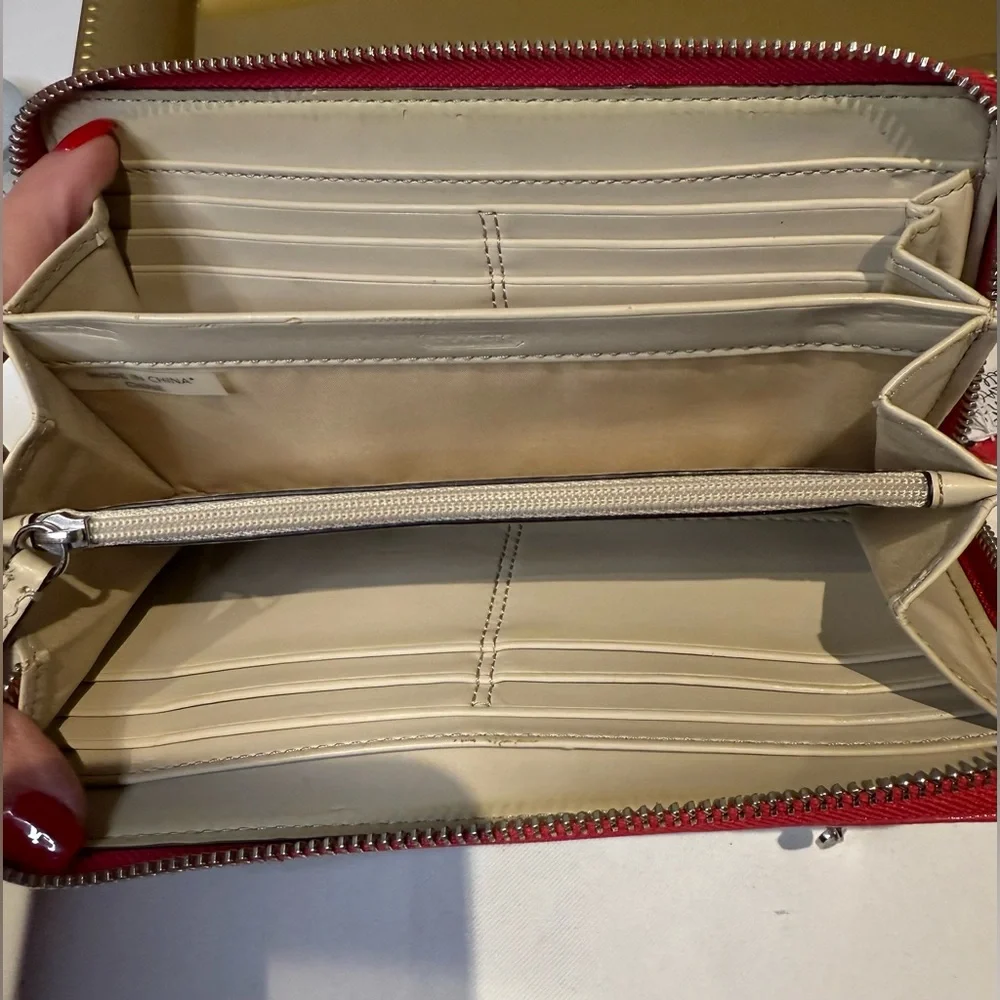 Coach Lg Wallet Full Zip Brown Jaquard and Pink Leather trim Gorgeous Interior - Picture 6 of 8